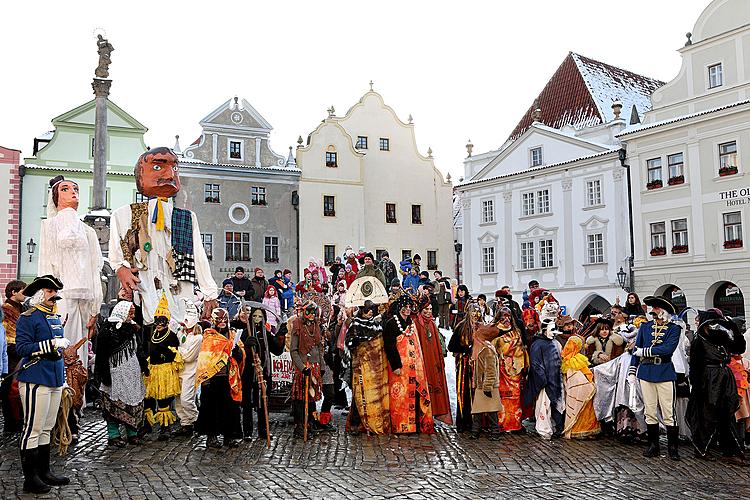 Carnival parade through the city Český Krumlov, 16.2.2010