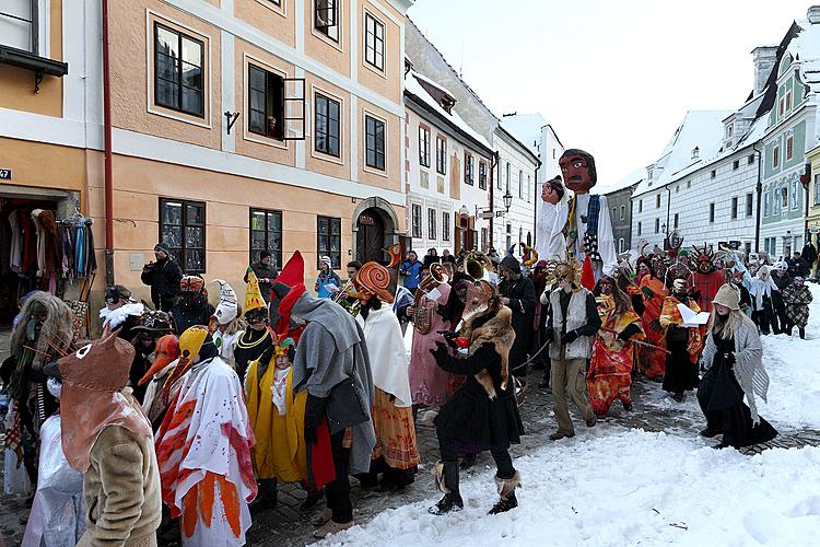 Carnival parade through the city Český Krumlov, 16.2.2010