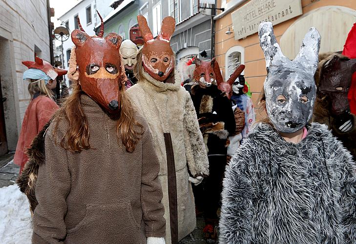 Carnival parade through the city Český Krumlov, 16.2.2010