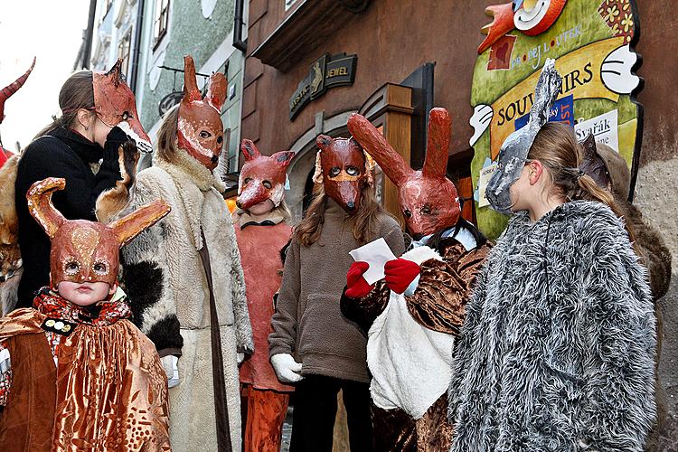 Carnival parade through the city Český Krumlov, 16.2.2010