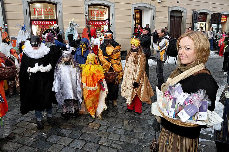 Carnival parade through the city Český Krumlov, 16.2.2010