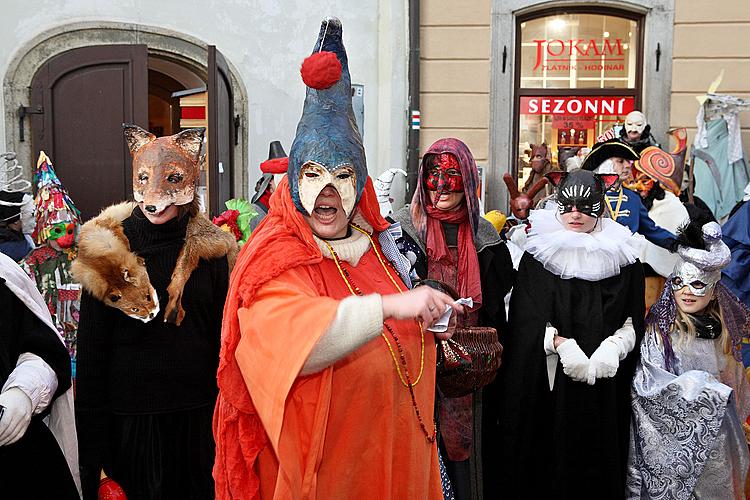 Carnival parade through the city Český Krumlov, 16.2.2010