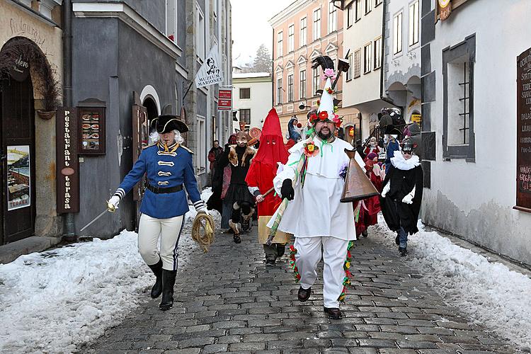 Carnival parade through the city Český Krumlov, 16.2.2010