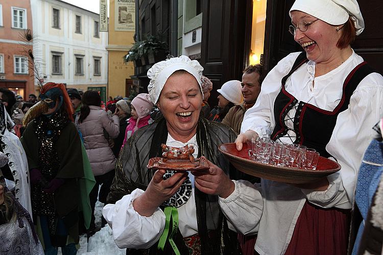 Carnival parade through the city Český Krumlov, 16.2.2010