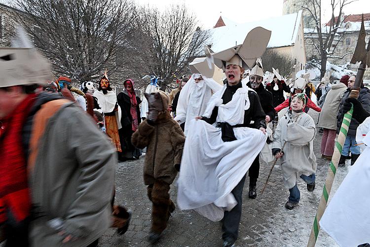 Carnival parade through the city Český Krumlov, 16.2.2010