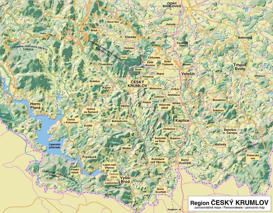 Mapa okresu Český Krumlov