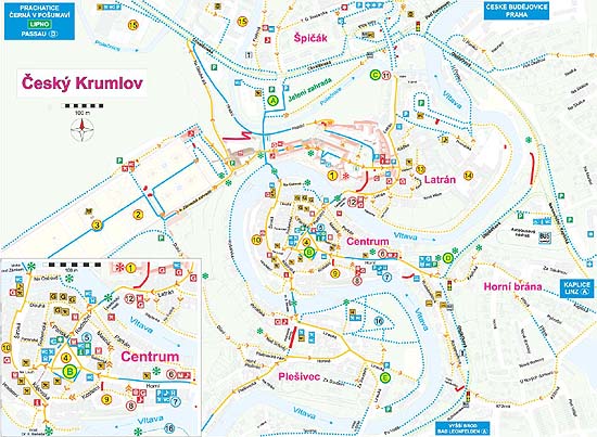 Průvodce Českým Krumlovem i pro handicapované, mapa města Český Krumlov 