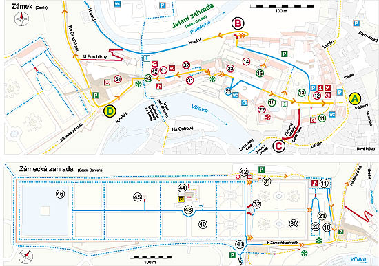 Český Krumlov: A Guide for Handicapped and Other Visitors, Map of the Český Krumlov Castle 