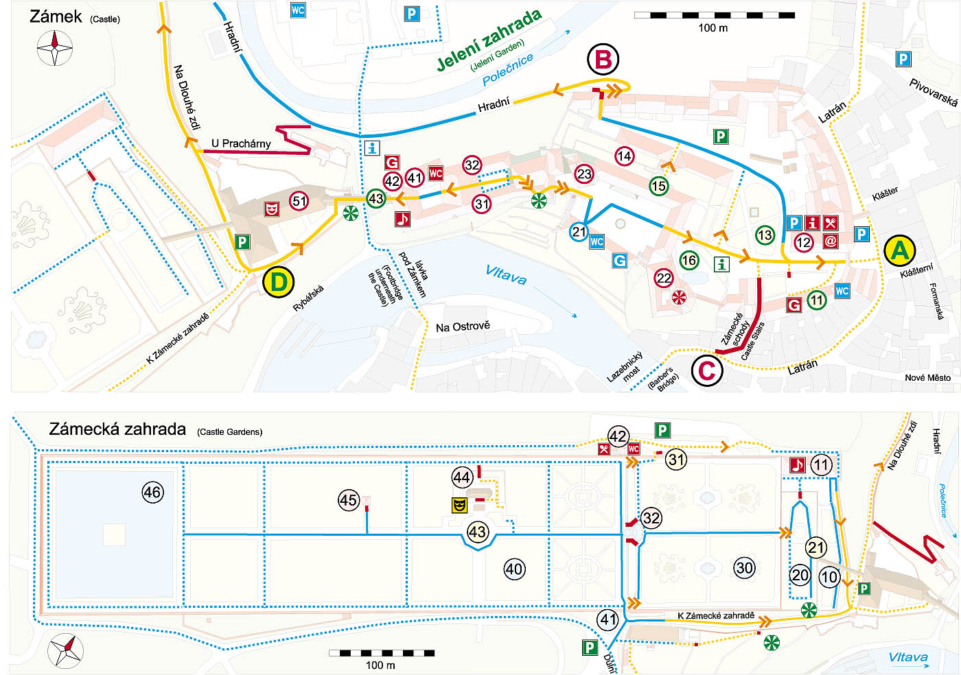 Český Krumlov: A Guide for Handicapped and Other Visitors, Map of the Český Krumlov Castle