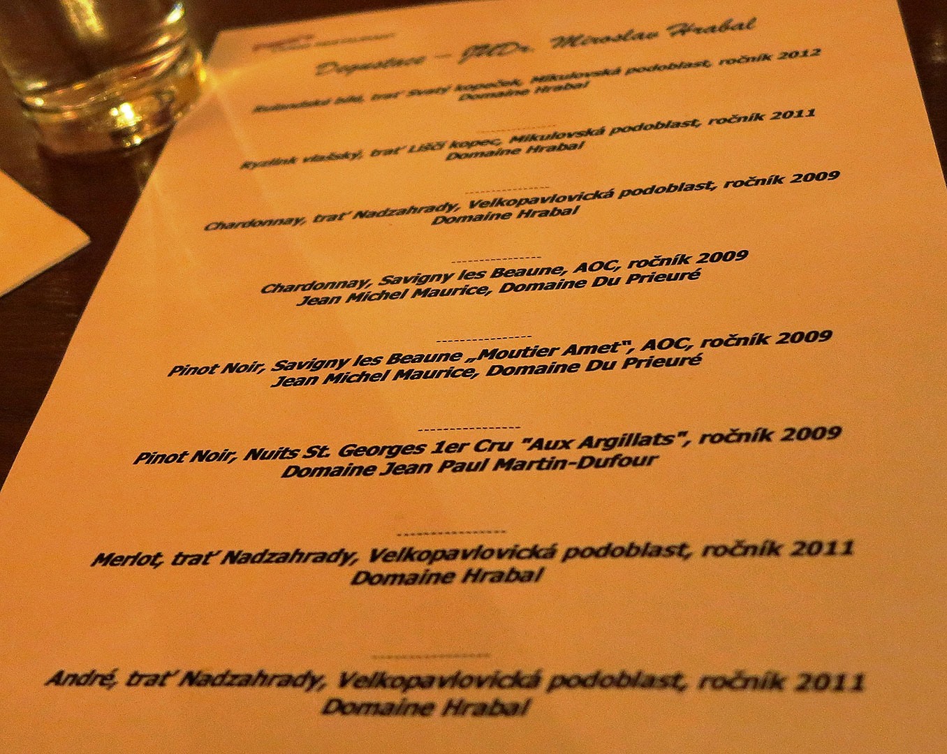 Burgundský večer, Papa’s Living Restaurant 13.11.2013, Festival vína Český Krumlov 2013