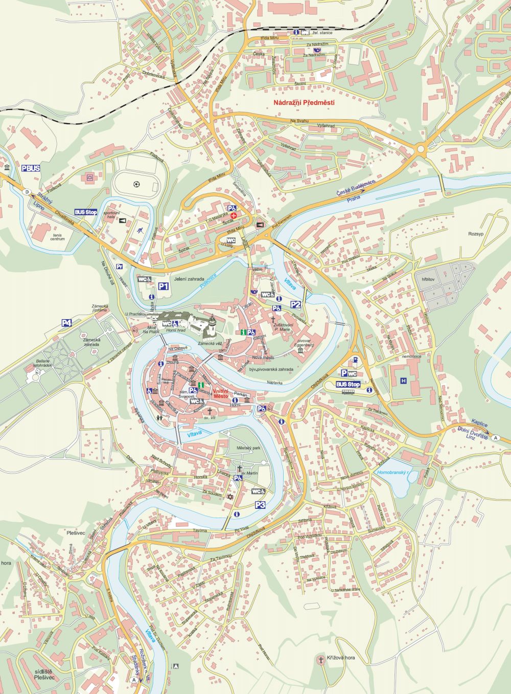 Mapa města Český Krumlov