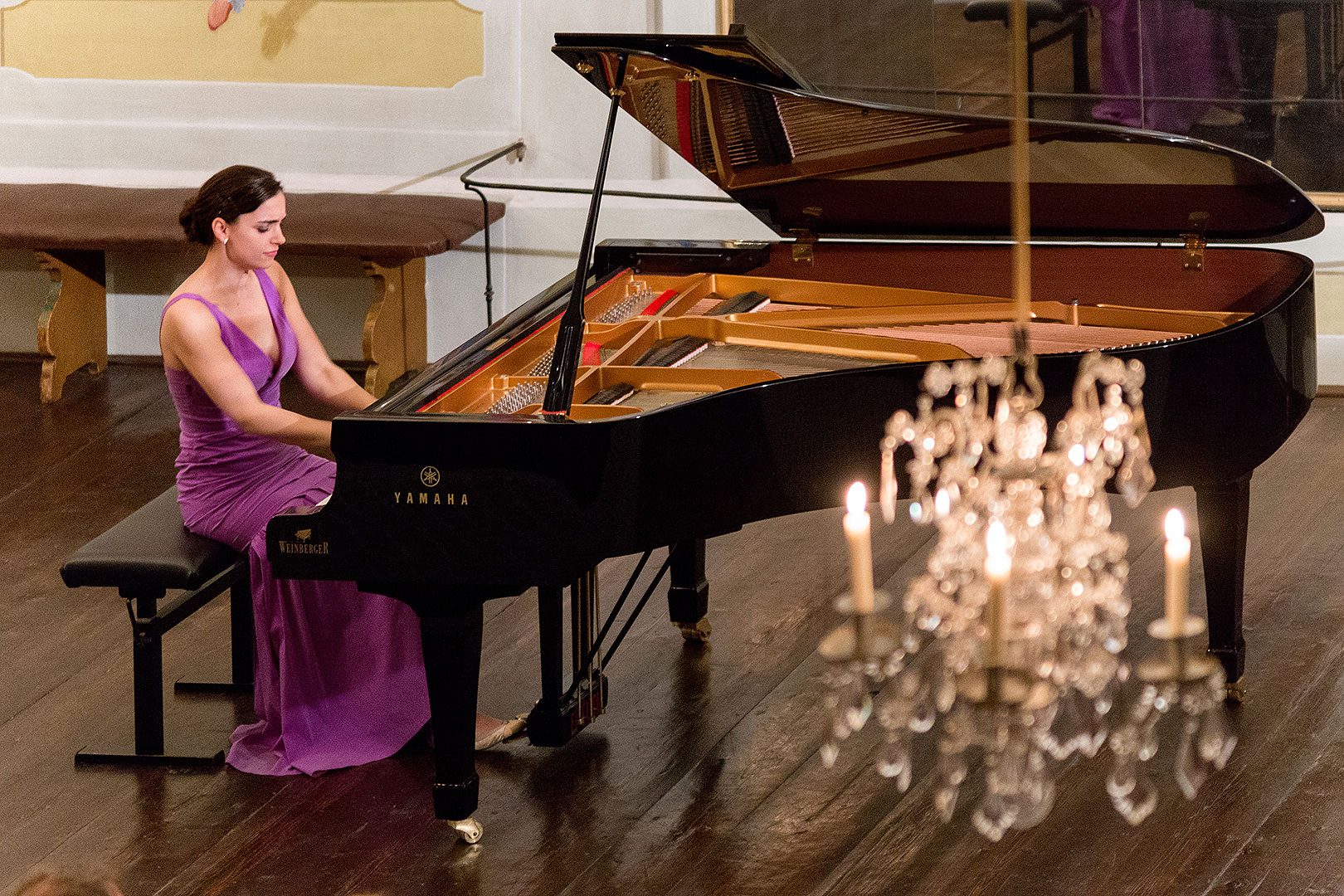 Notturno, Olga Scheps (Klavier), Konzert mit den Kerzen und Glas Wein, 4.7.2014, Kammermusikfestival Český Krumlov