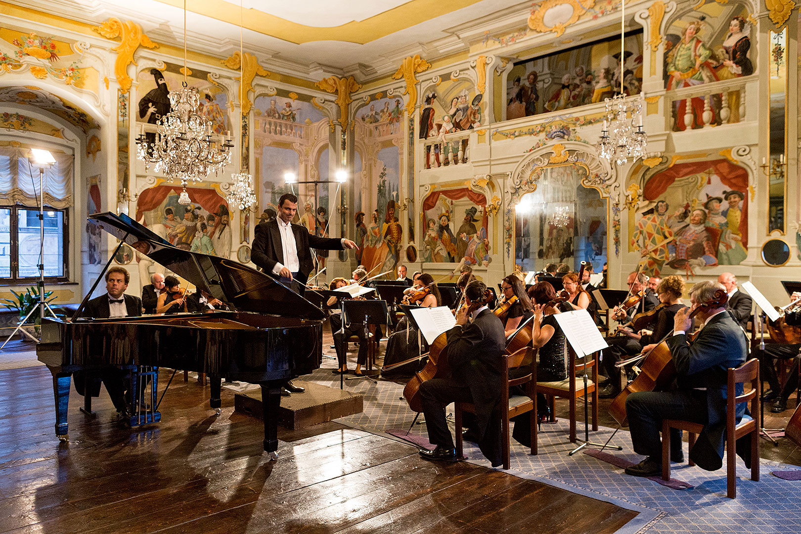 Chamber Philharmonic Orchestra of South Bohemia, Jan Simon (piano), Milan Svoboda (piano), 5.7.2014, Chamber Music Festival Český Krumlov