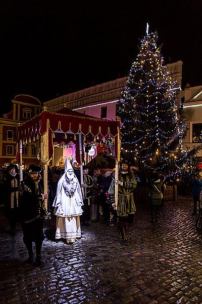 Baby Jesus Postal Office at U Zlatého Anděla and arrival of the White Lady 7.12.2014, Advent and Christmas in Český Krumlov