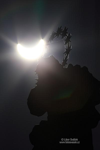 Partial solar eclipse on the 20.3.2015, town square Český Krumlov