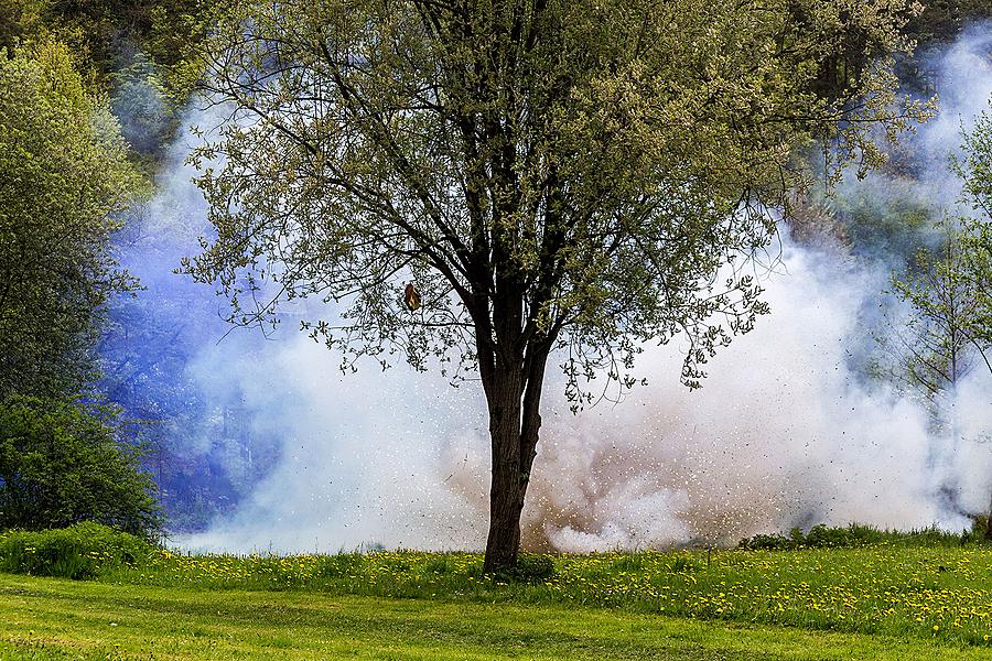 Show of WWII military equipment and battle demonstration in Český Krumlov, 9.5.2015