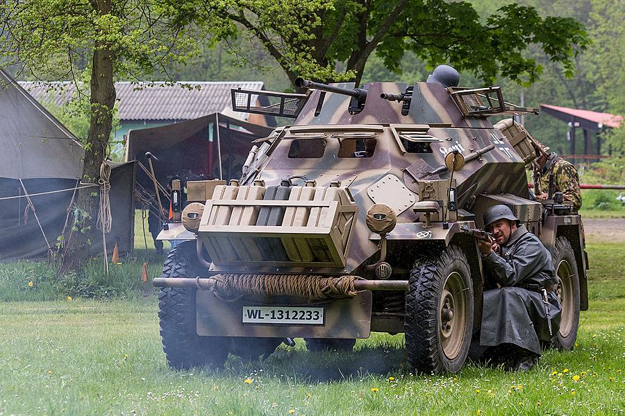 Show of WWII military equipment and battle demonstration in Český Krumlov, 9.5.2015