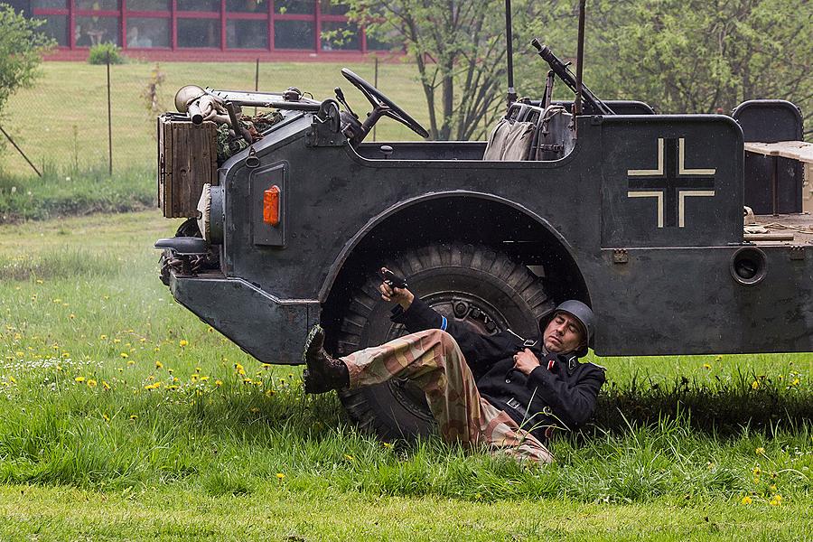 Show of WWII military equipment and battle demonstration in Český Krumlov, 9.5.2015