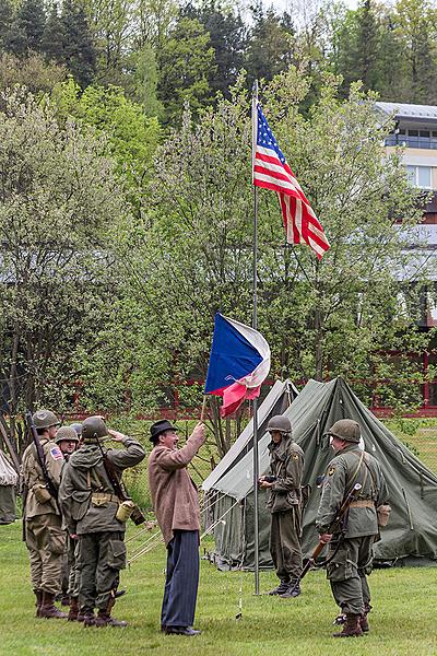 Show of WWII military equipment and battle demonstration in Český Krumlov, 9.5.2015