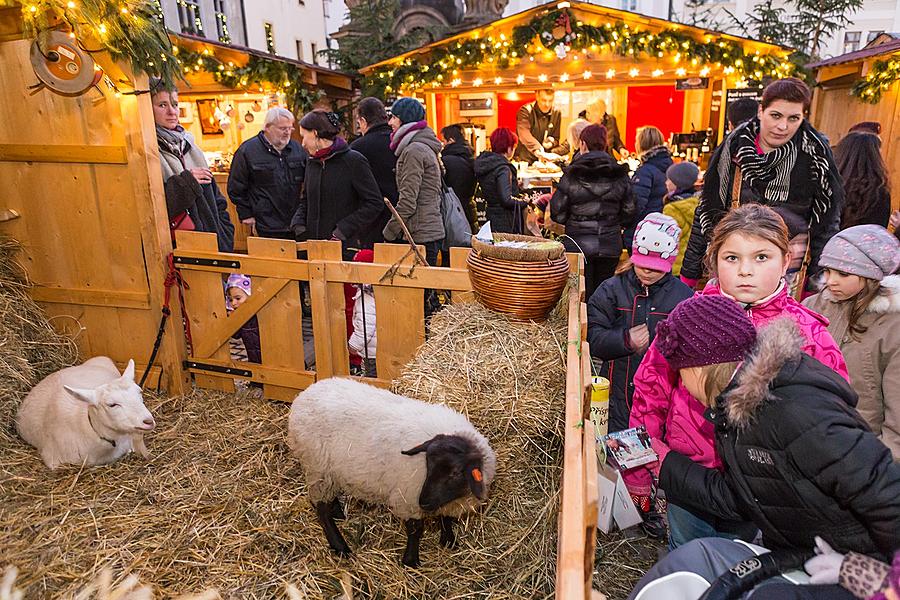 Jesuleins Postamt Zum Goldenen Engel und Ankunft der Weißen Frau 6.12.2015, Advent und Weihnachten in Český Krumlov