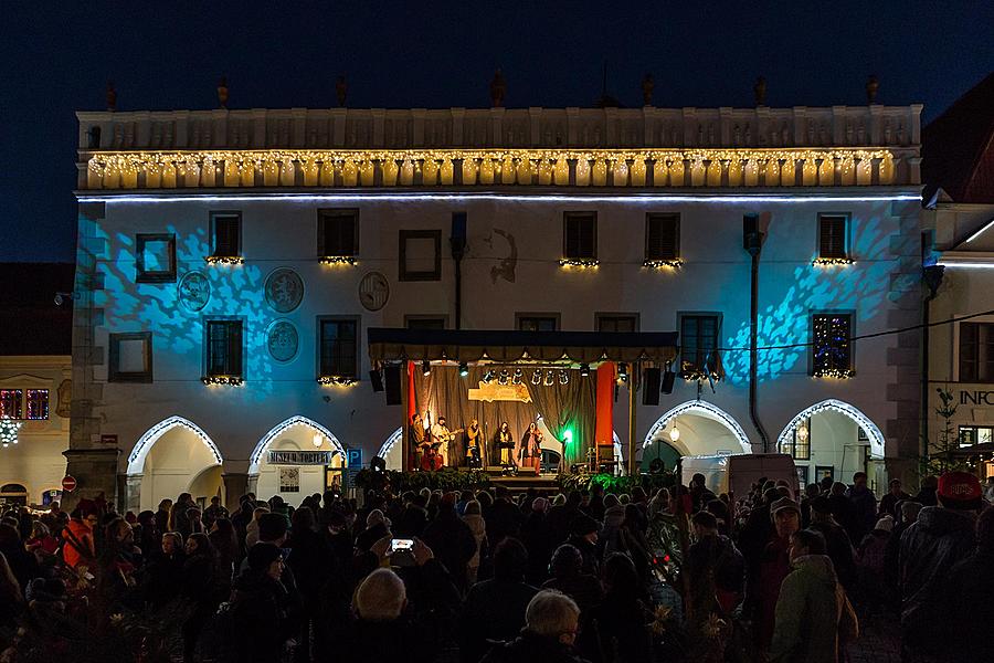 Jesuleins Postamt Zum Goldenen Engel und Ankunft der Weißen Frau 6.12.2015, Advent und Weihnachten in Český Krumlov