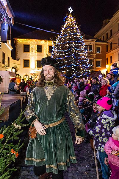 Jesuleins Postamt Zum Goldenen Engel und Ankunft der Weißen Frau 6.12.2015, Advent und Weihnachten in Český Krumlov