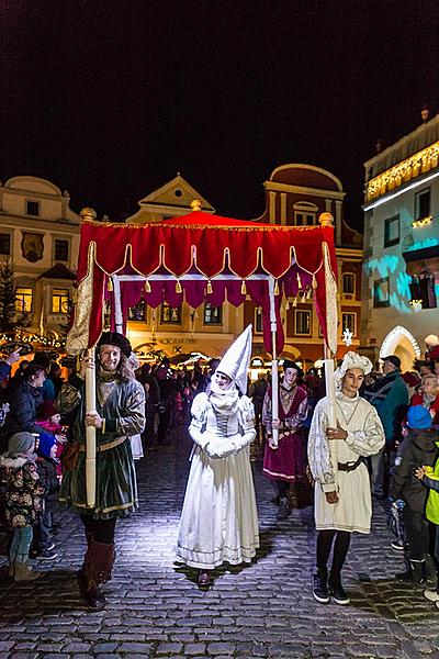 Jesuleins Postamt Zum Goldenen Engel und Ankunft der Weißen Frau 6.12.2015, Advent und Weihnachten in Český Krumlov