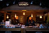 Mini-Weihnachtsmarkt im altböhmischen Stil auf dem Hauptplatz, Český Krumlov, Dezember 2018, Foto: Lubor Mrázek