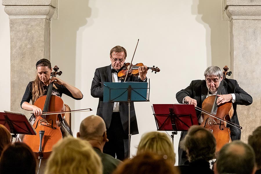 Miroslav Vilímec (housle), Jiří Hošek (violoncello), Dominika Weiss Hošková (violoncello) - nokturno, 3.7.2019, Festival komorní hudby Český Krumlov - 33. ročník