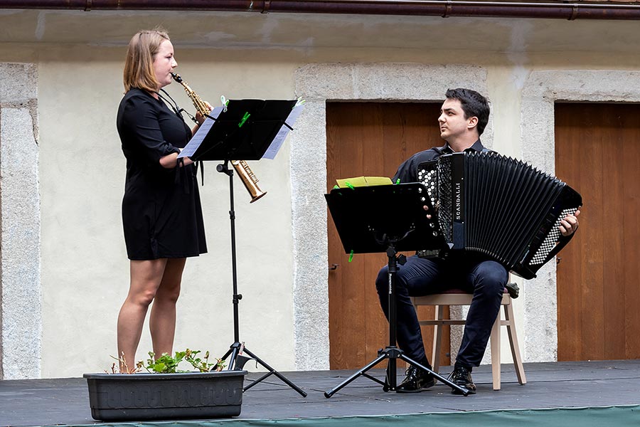 Štěpánka Šediváková (saxophone), Filip Kratochvíl (accordion), 7.7.2019, Chamber Music Festival Český Krumlov - 33rd Anniversary