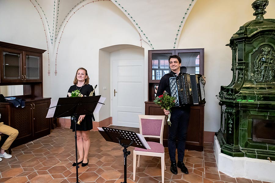 Štěpánka Šediváková (saxophone), Filip Kratochvíl (accordion), 7.7.2019, Chamber Music Festival Český Krumlov - 33rd Anniversary