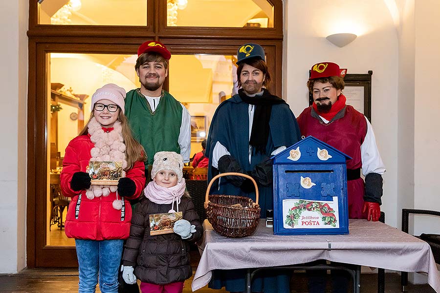 Jesuleins Postamt Zum Goldenen Engel und Ankunft der Weißen Frau in Český Krumlov 8.12.2019