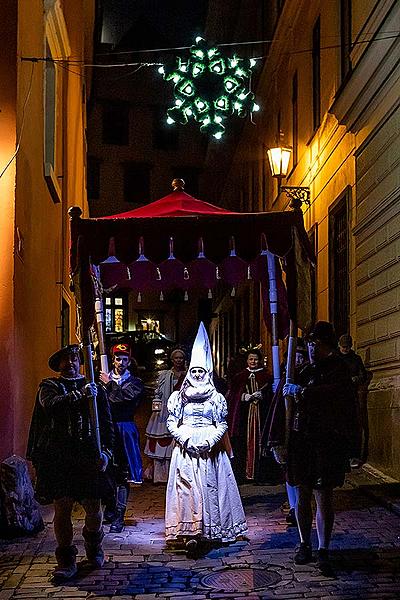 Ježíškův poštovní úřad U Zlatého anděla a příjezd Bílé paní v Českém Krumlově 8.12.2019
