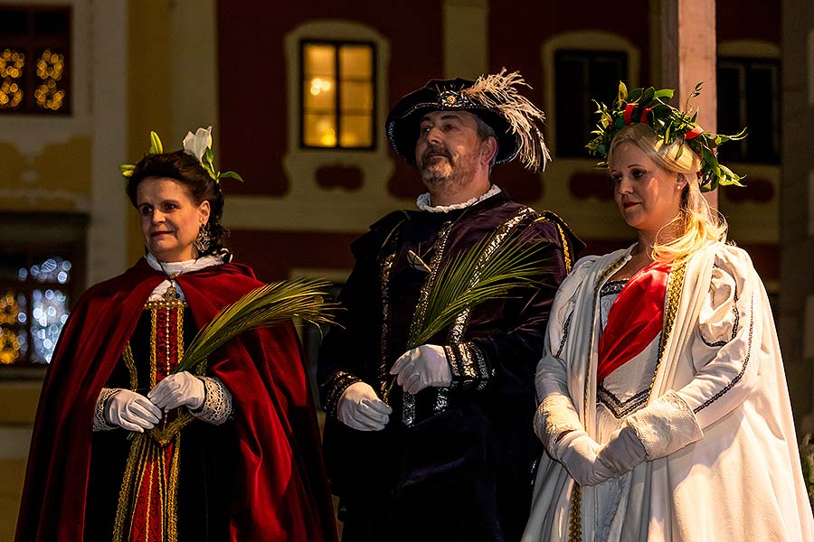 Ježíškův poštovní úřad U Zlatého anděla a příjezd Bílé paní v Českém Krumlově 8.12.2019