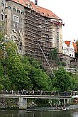 Stadtbesichtigung von der Hebebühne an der Oberen Burg, Fotogalerie des Tages mit Handicap - Tages ohne Barrieren, Český Krumlov, 11. 9. 2004, Foto: Lubor Mrázek 