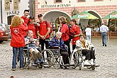 Návštěvníci akce na českokrumlovském náměstí, Den s handicapem, Český Krumlov 11. září 2004, foto: Lubor Mrázek 