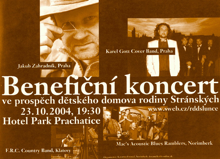 Benefiční koncert v Prachaticích 23.10.2004, plakát, zdroj: Informacní centrum Prachatice