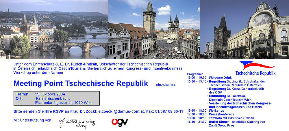 Worshop v prostorách velvyslanectví České republiky ve Vídni, pozvánka, zdroj: Czech Tourism Praha