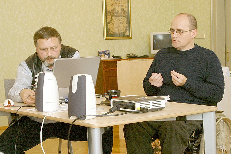 Ing. Tibor Horváth a Radomír Přibyl, Kiwanis klub Český Krumlov, III. ročník odborných seminářů Český Krumlov – Management a marketing cestovního ruchu, foto: Lubor Mrázek