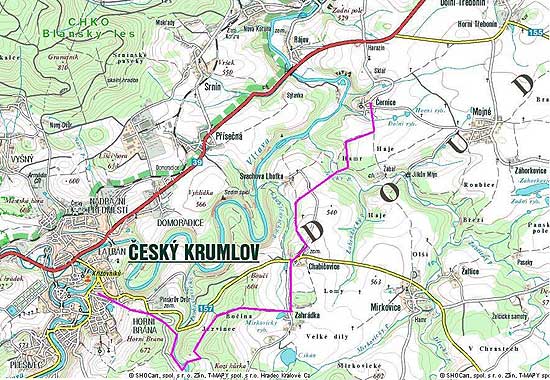 Nově vyznačená turistická stezka MUDr. Josefa Kulicha, mapa 