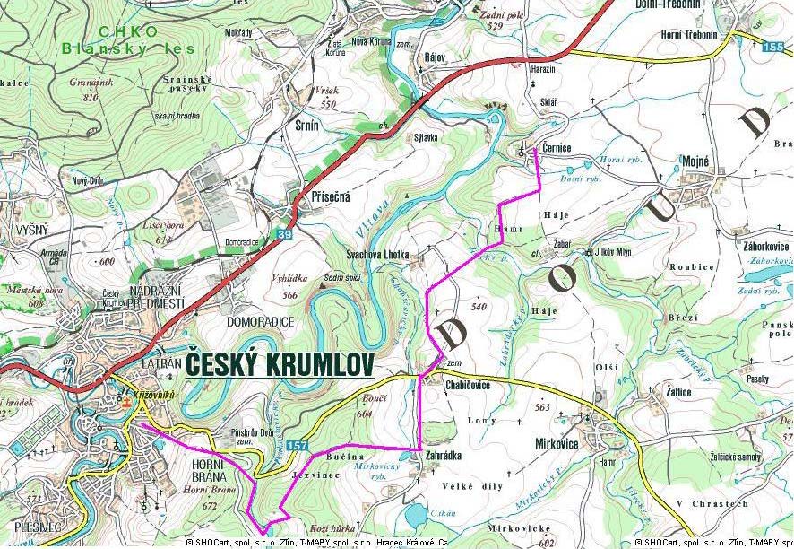 Nově vyznačená turistická stezka MUDr. Josefa Kulicha, mapa