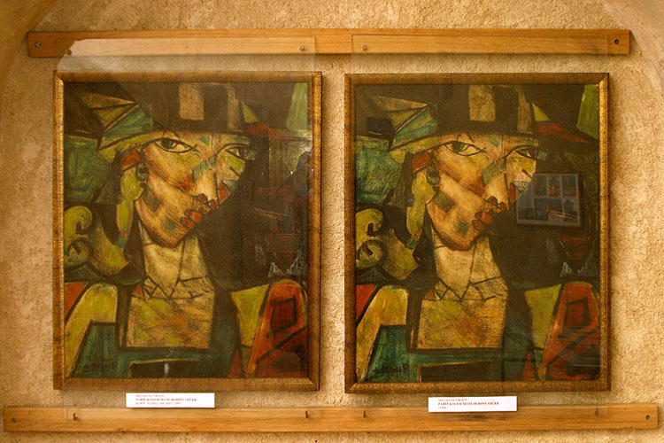 Paris gegen sechs Uhr abends (1948) - Originalwerk des akademischen Malers Miloslav Troup und Kopie, Ausstellung von Karel Hrubeš im Kloster in Zlatá Koruna, 2. August 2005, Foto: © Lubor Mrázek