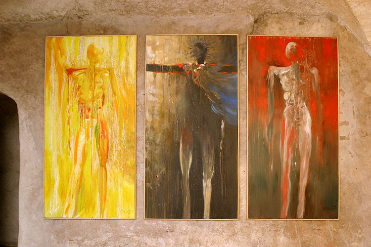 Ausstellung von Karel Hrubeš im Kloster in Zlatá Koruna, 2. August 2005, Foto: © Lubor Mrázek