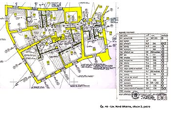 Zámek č. p. 46 - Nová lékárna, rekonstruované prostory zámecké lékárny č.p. 46 k pronajmutí, 2. patro - situace, zdroj: archiv SHZ Český Krumlov 
