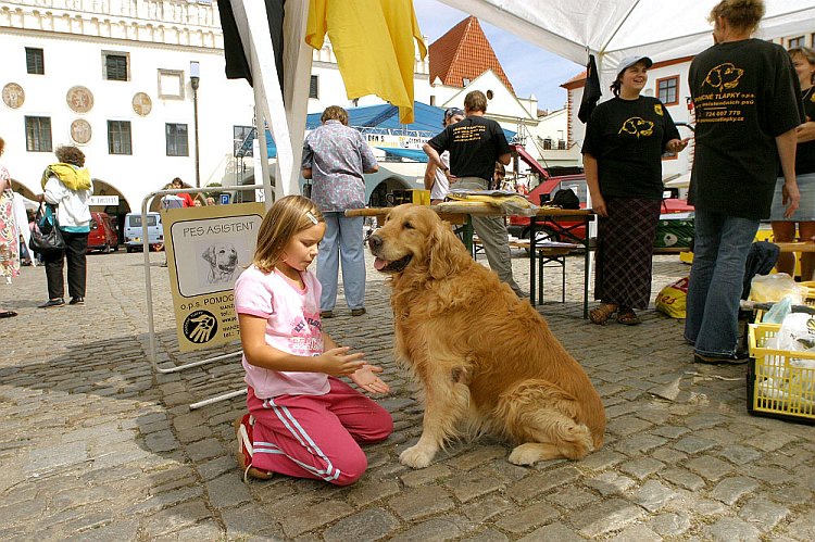 Pomocné tlapky, program a setkání v centru města Český Krumlov, Den s handicapem - Den bez bariér Český Krumlov, 10. září 2005, foto: © Lubor Mrázek