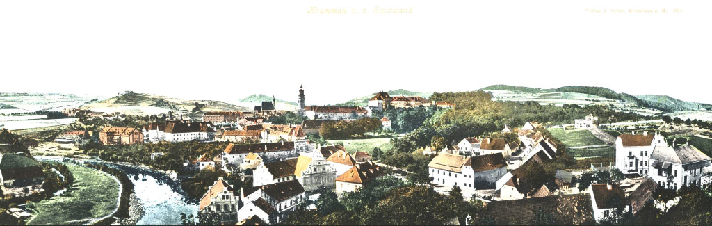 Barevná panoramatická fotografie města Český Krumlov, foto: Josef Seidel