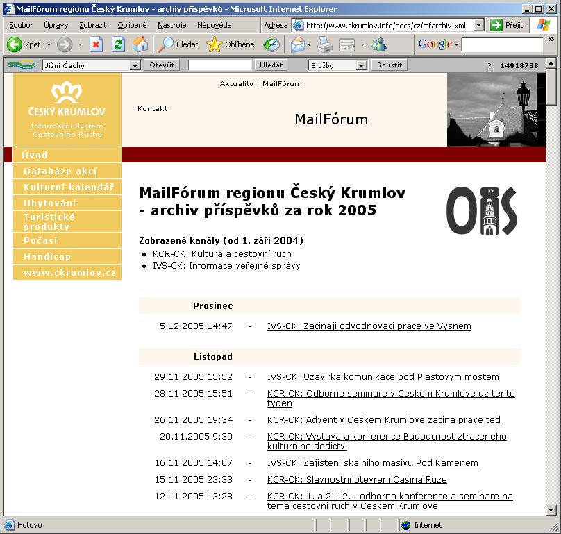 MailForum des OIS der Region Český Krumlov