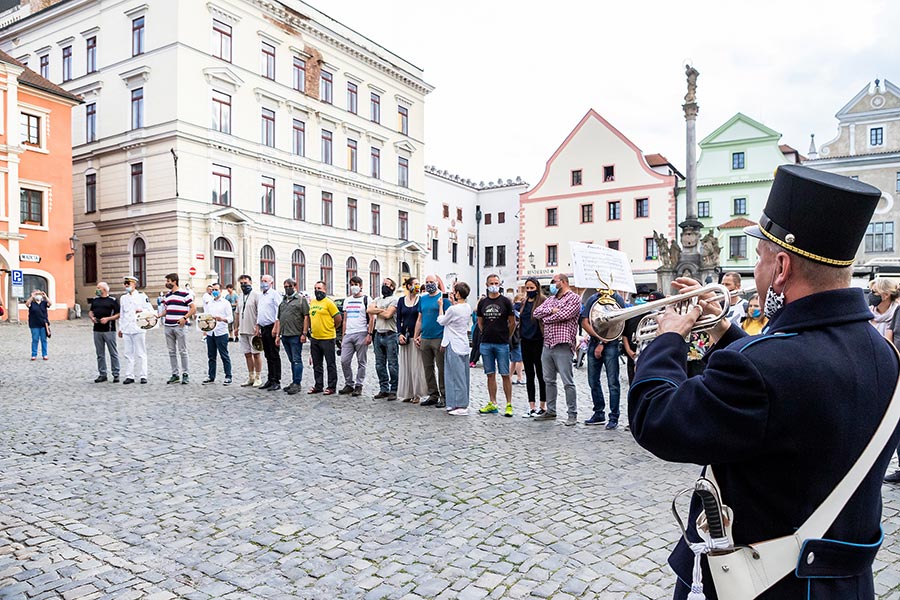 Zahájení cesty na počest velkého náčelníka Okimy - Miloslava Stingla, Český Krumlov 19.5.2020