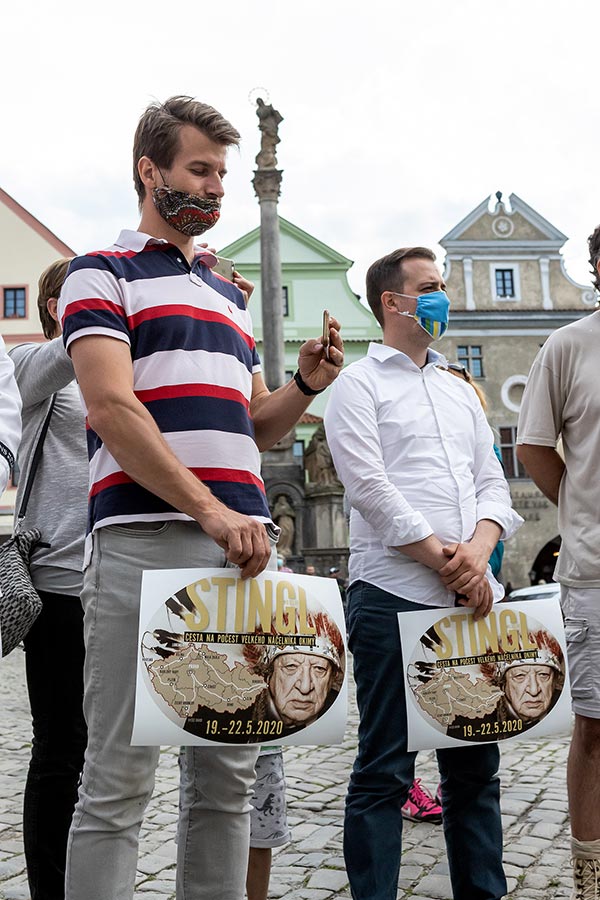 Zahájení cesty na počest velkého náčelníka Okimy - Miloslava Stingla, Český Krumlov 19.5.2020