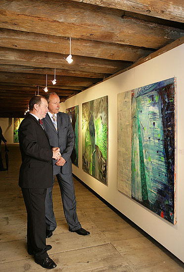 Slavnostní vernisáž výstav v Egon Schiele Art Centru 28.4.2006 - Alberto Giacometti, Ernst Scheidegger a Eva Prokopcová,, zdroj: Egon Schiele Art Centrum, foto: © Libor Sváček